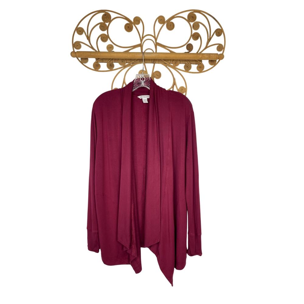 Athleta Pranayama Restore Wrap Cardigan Coffeeberry Red Sweater S